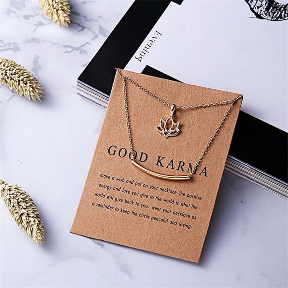 Jewelry - 💝2/$20💝Good karma lotus layer bar necklace